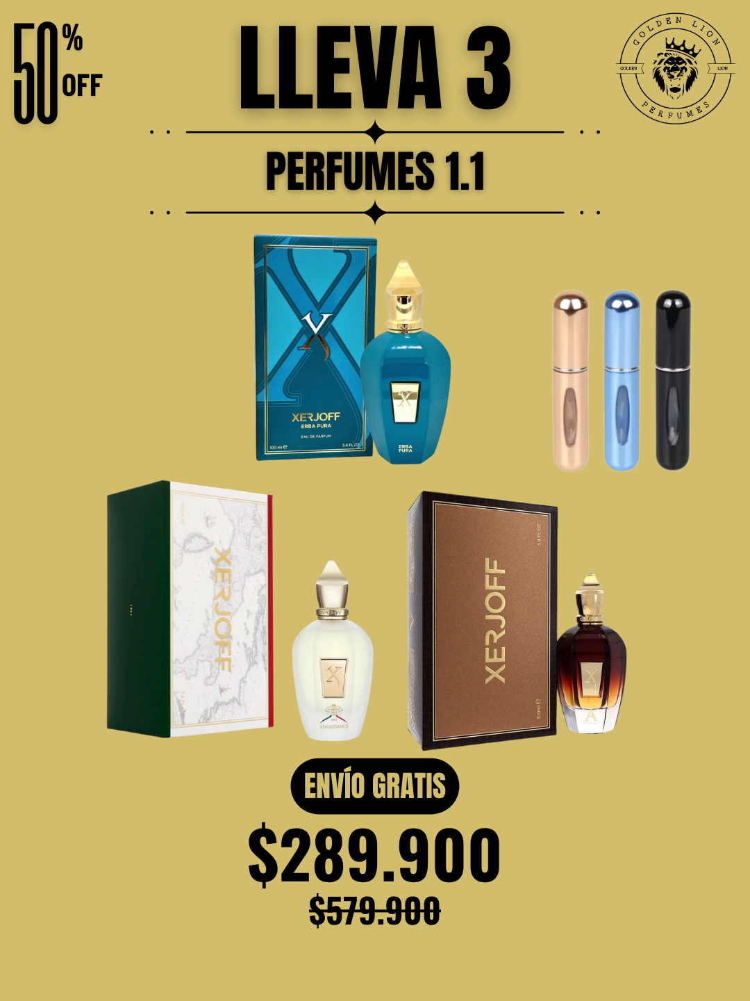 3 PERFUMES + 3 OBSEQUIO (Erba Pura - Renaissance - Alejandria + 3 Perfumero)