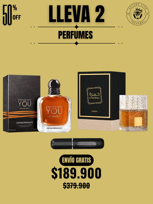 2 PERFUMES + OBSEQUIO (Khamrah - Stronger Intensely + Perfumeros)